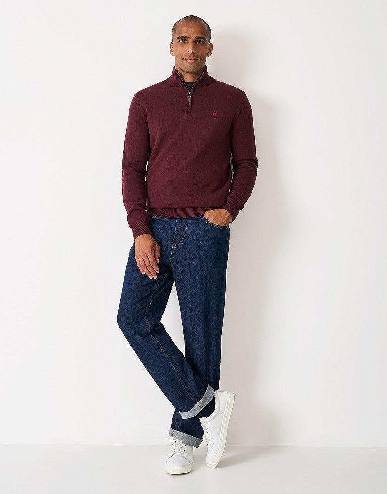 Classic Half Zip Jumper in Burgundy