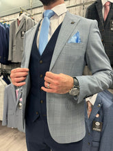 Load image into Gallery viewer, Mark Sky Suit Jacket  With Navy Trousers &amp; Waistcoat
