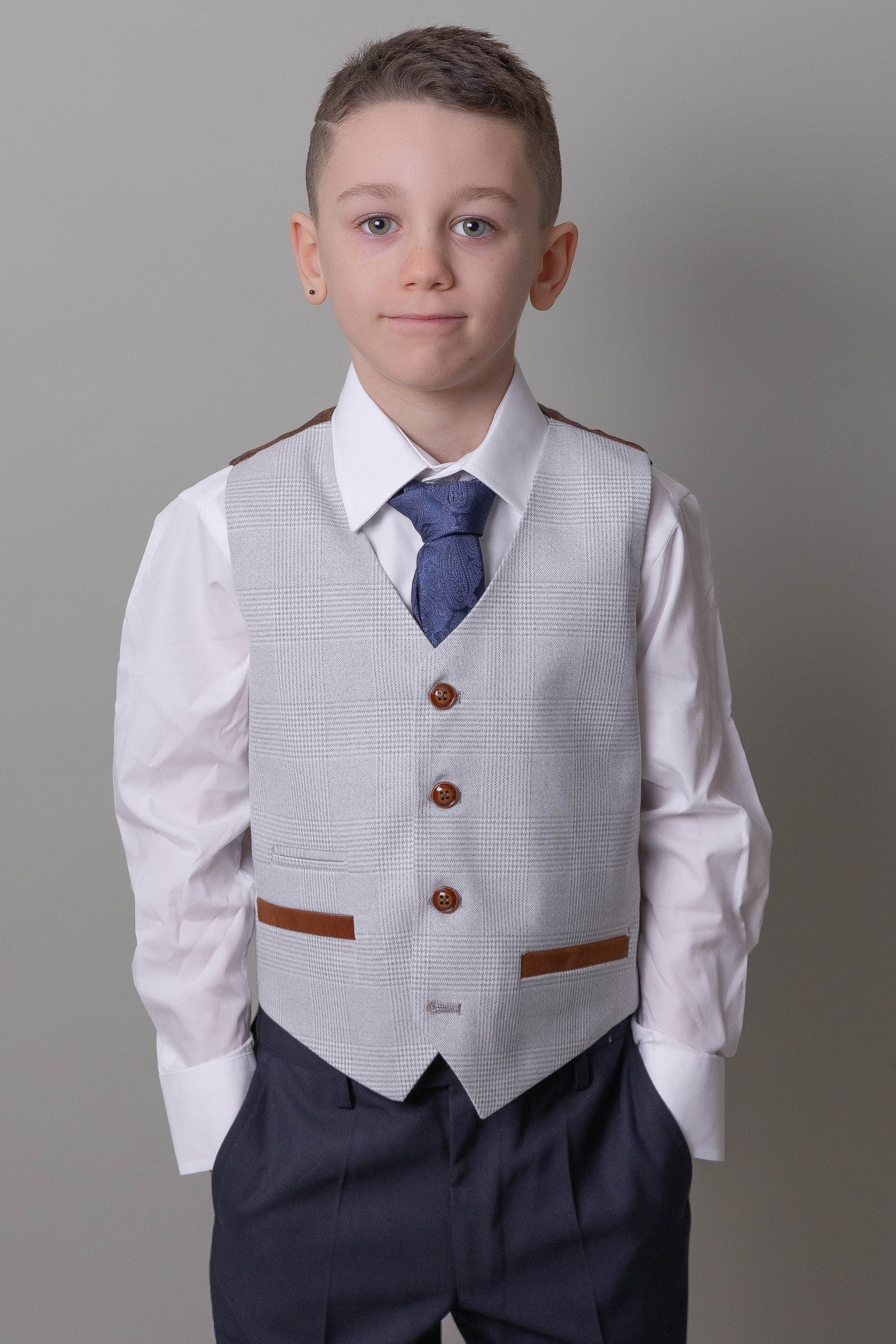 Mayfair Blue Boys 3 Piece Suit with Mark Stone waistcoat