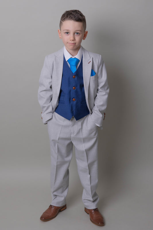 Boy's Mark Stone 3 Piece Suit with mayfair blue waistcoat