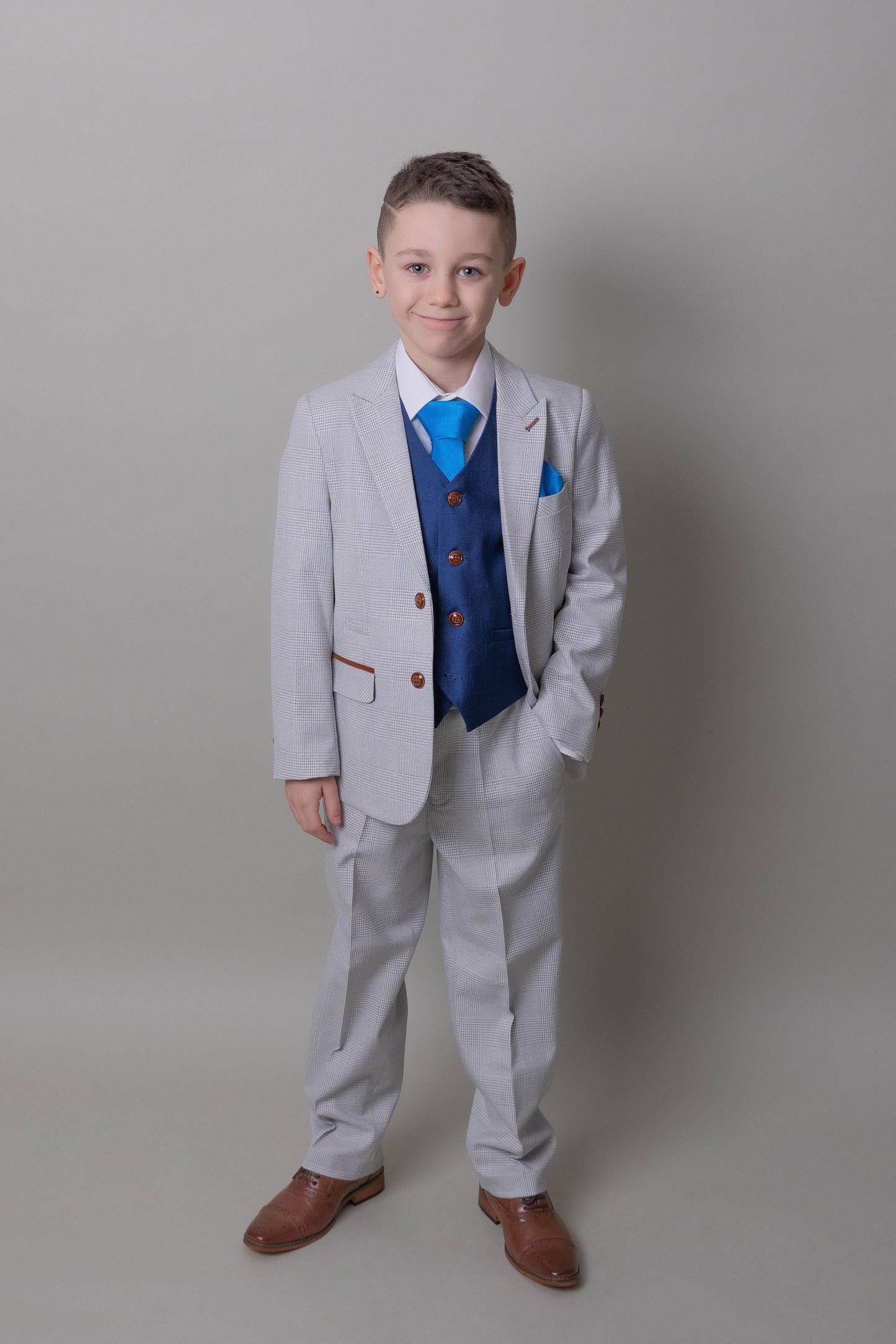 Boy's Mark Stone 3 Piece Suit with mayfair blue waistcoat