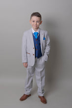 Load image into Gallery viewer, Boy&#39;s Mark Stone 3 Piece Suit with mayfair blue waistcoat
