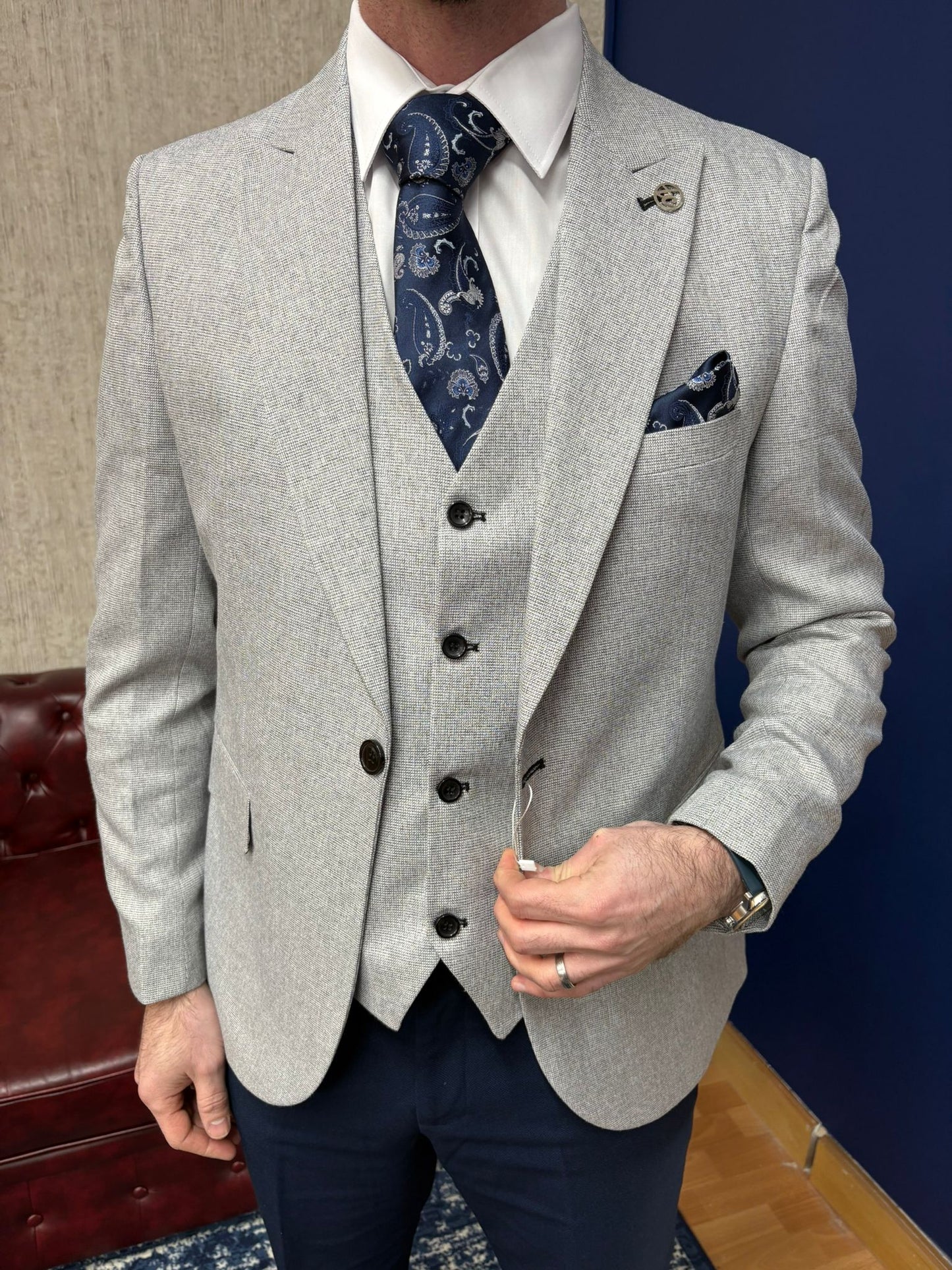 Martin with navy trousers