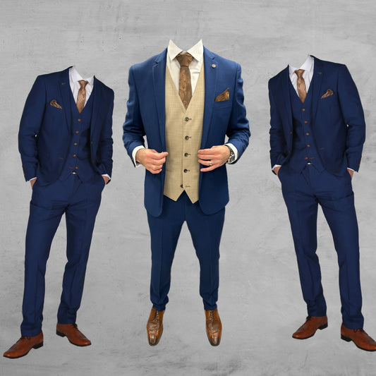 Mayfair Blue Jacket & Trouser with Kurt Beige waistcoat + Mayfair Blue Wedding Quotation