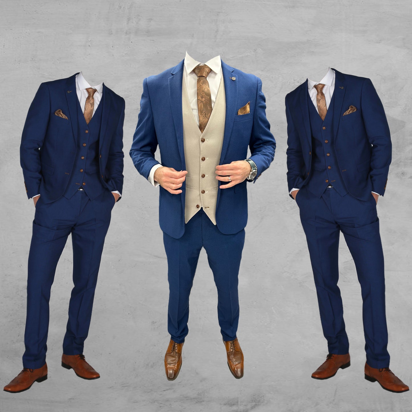 Mayfair Blue Jacket & Trouser with Mayfair Stone waistcoat + Mayfair Blue Wedding Quotation
