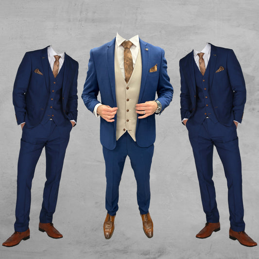 Mayfair Blue Jacket & Trouser with Mayfair Stone waistcoat + Mayfair Blue Wedding Quotation