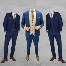 Load image into Gallery viewer, Mayfair Blue Jacket &amp; Trouser with Mayfair Stone waistcoat + Mayfair Blue Wedding Quotation
