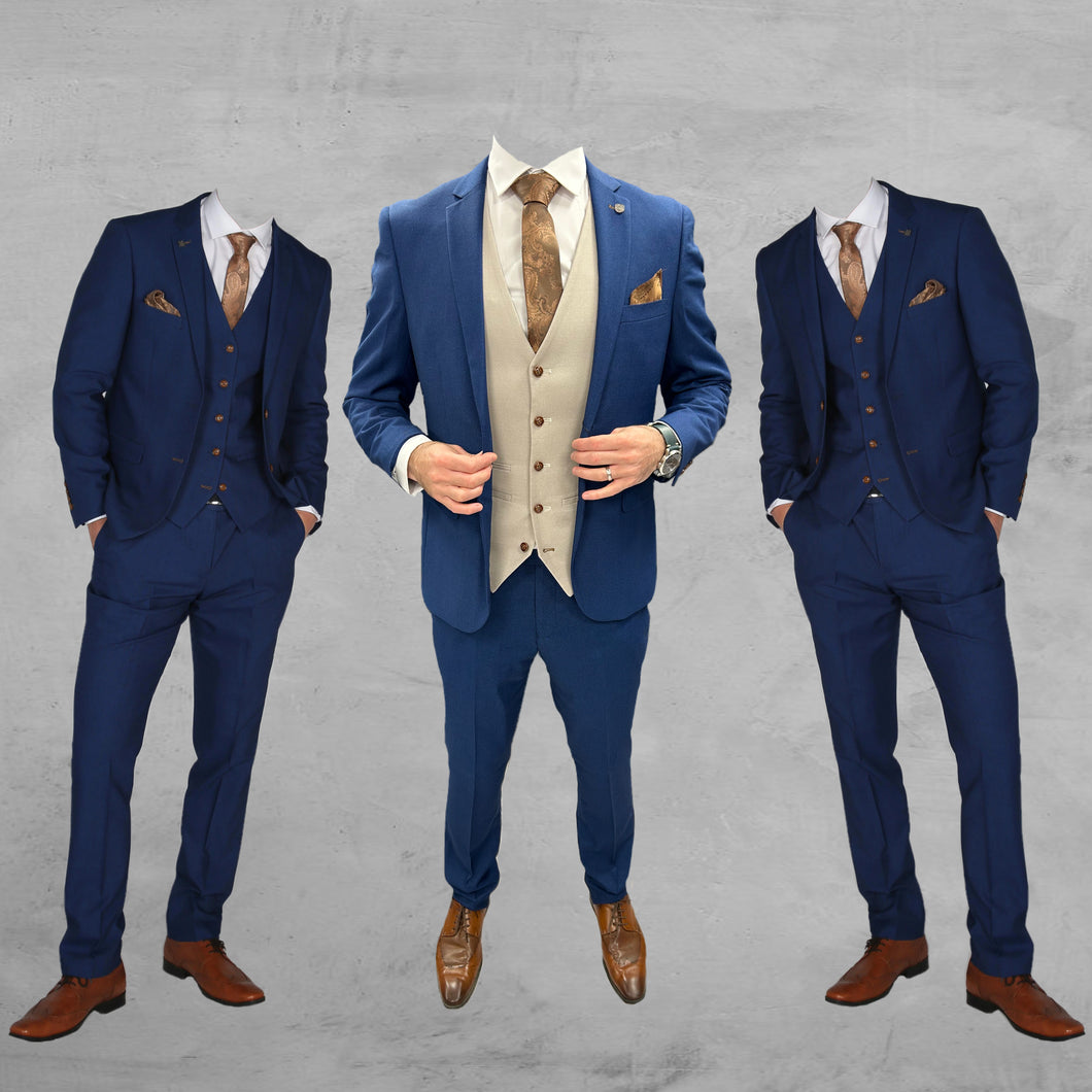 Mayfair Blue Jacket & Trouser with Mayfair Stone waistcoat + Mayfair Blue Wedding Quotation