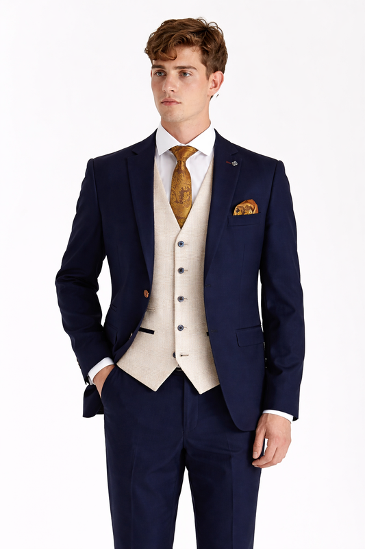 Mayfair Navy with Regent Cream Waistcoat