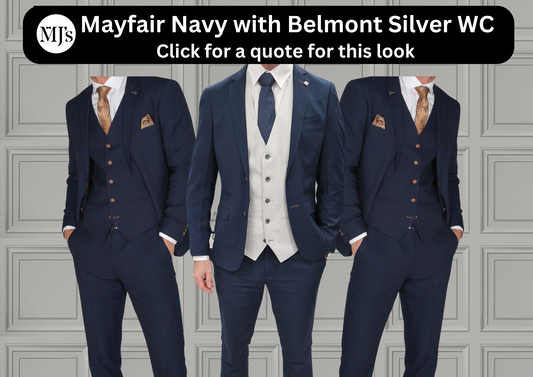 Mayfair Navy Jacket & Trouser with Belmont Silver waistcoat + Mayfair Navy Wedding Quotation (Copy) (Copy)