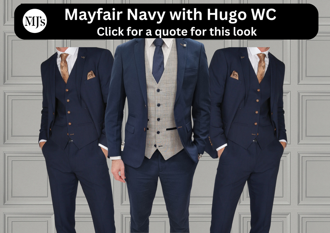 Mayfair Navy Jacket & Trouser with Hugo waistcoat + Mayfair Navy Wedding Quotation