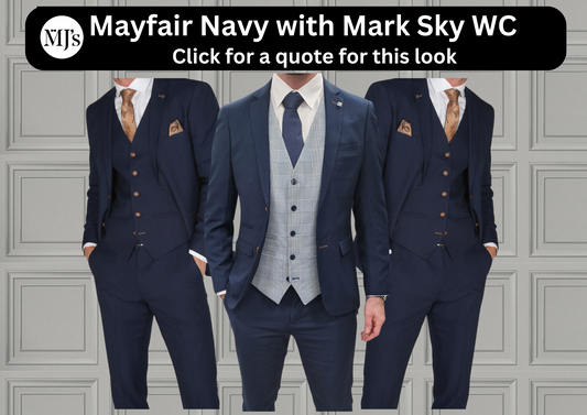 Mayfair Navy Jacket & Trouser with Mark Sky waistcoat + Mayfair Navy Wedding Quotation