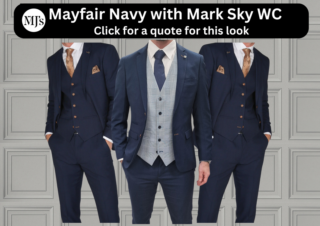 Mayfair Navy Jacket & Trouser with Mark Sky waistcoat + Mayfair Navy Wedding Quotation
