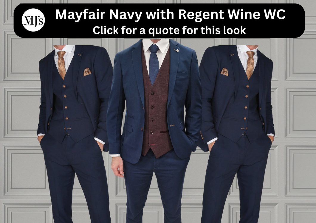 Mayfair Navy Jacket & Trouser with Regent Wine waistcoat + Mayfair Navy Wedding Quotation (Copy)