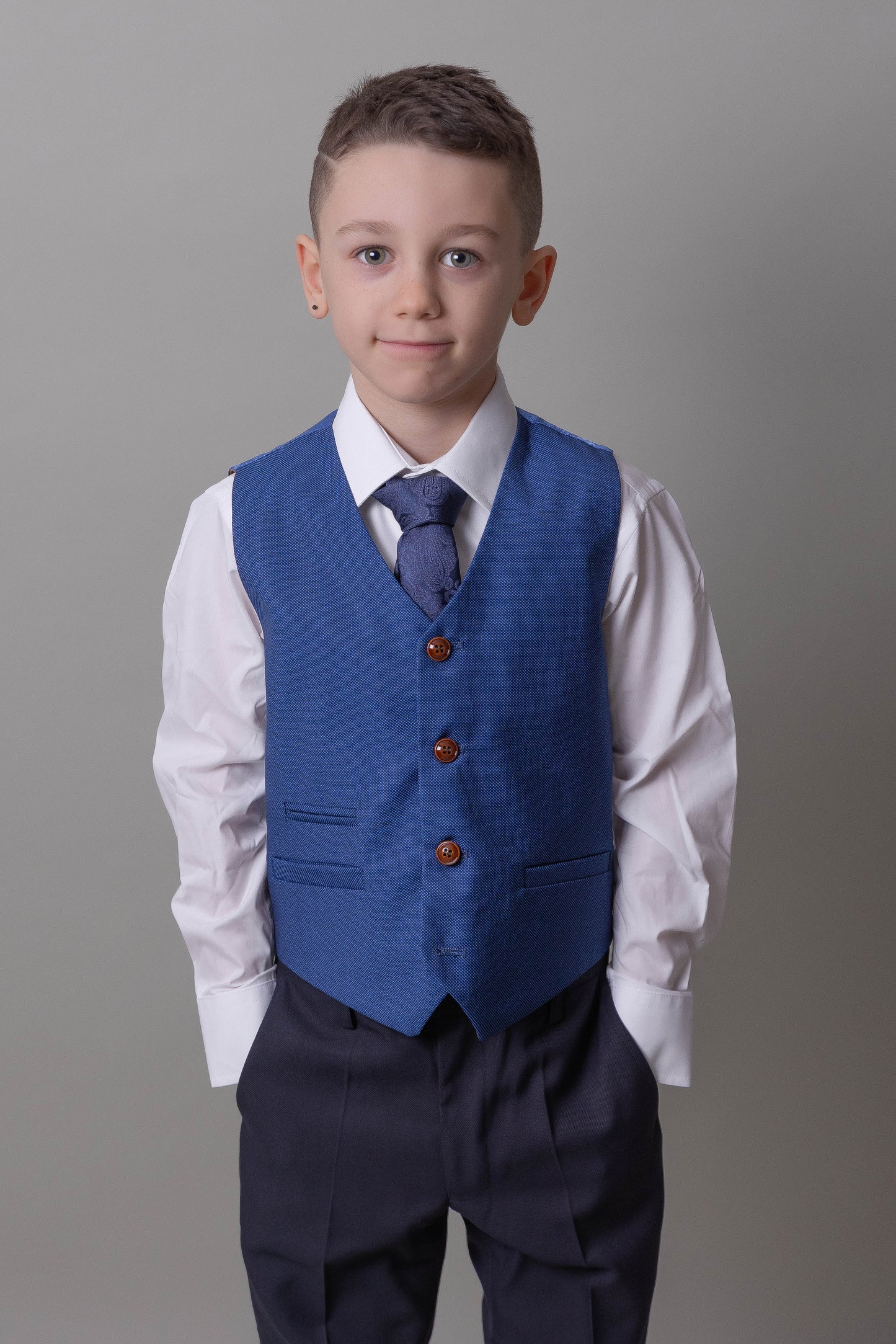 Boy's Mark Stone 3 Piece Suit with mayfair blue waistcoat