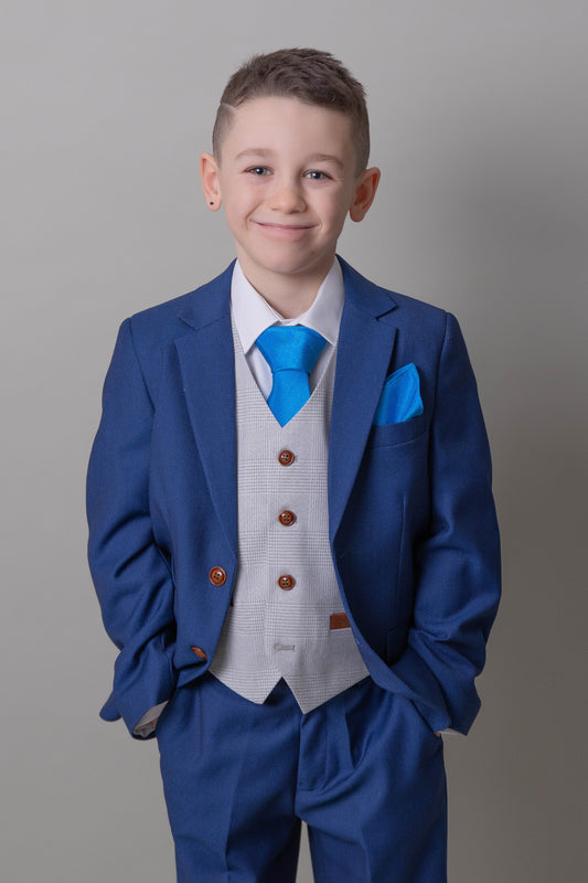 Mayfair Blue Boys 3 Piece Suit with Mark Stone waistcoat