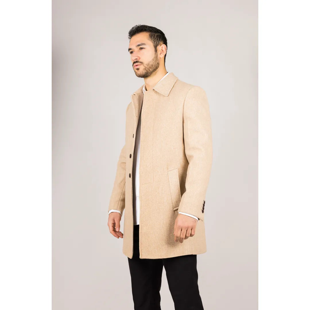 Beige Wool Blend Ovecoat