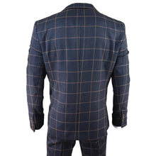 Load image into Gallery viewer, Kempson Men&#39;s 3 Piece Navy Tweed Wool Blend Suit
