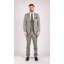 Load image into Gallery viewer, Men&#39;s Grey 3 Piece Tweed Suit Herringbone Suit
