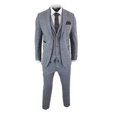 Load image into Gallery viewer, Men&#39;s Grey 3 Piece Tweed Suit Herringbone Suit

