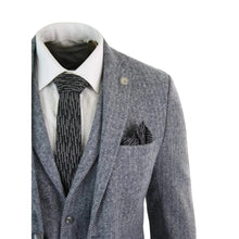 Load image into Gallery viewer, Men&#39;s Grey 3 Piece Tweed Suit Herringbone Suit
