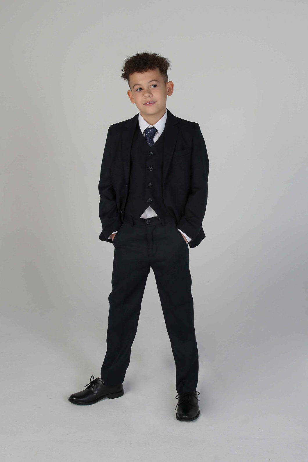 Navy 3 piece boy's suit for hire