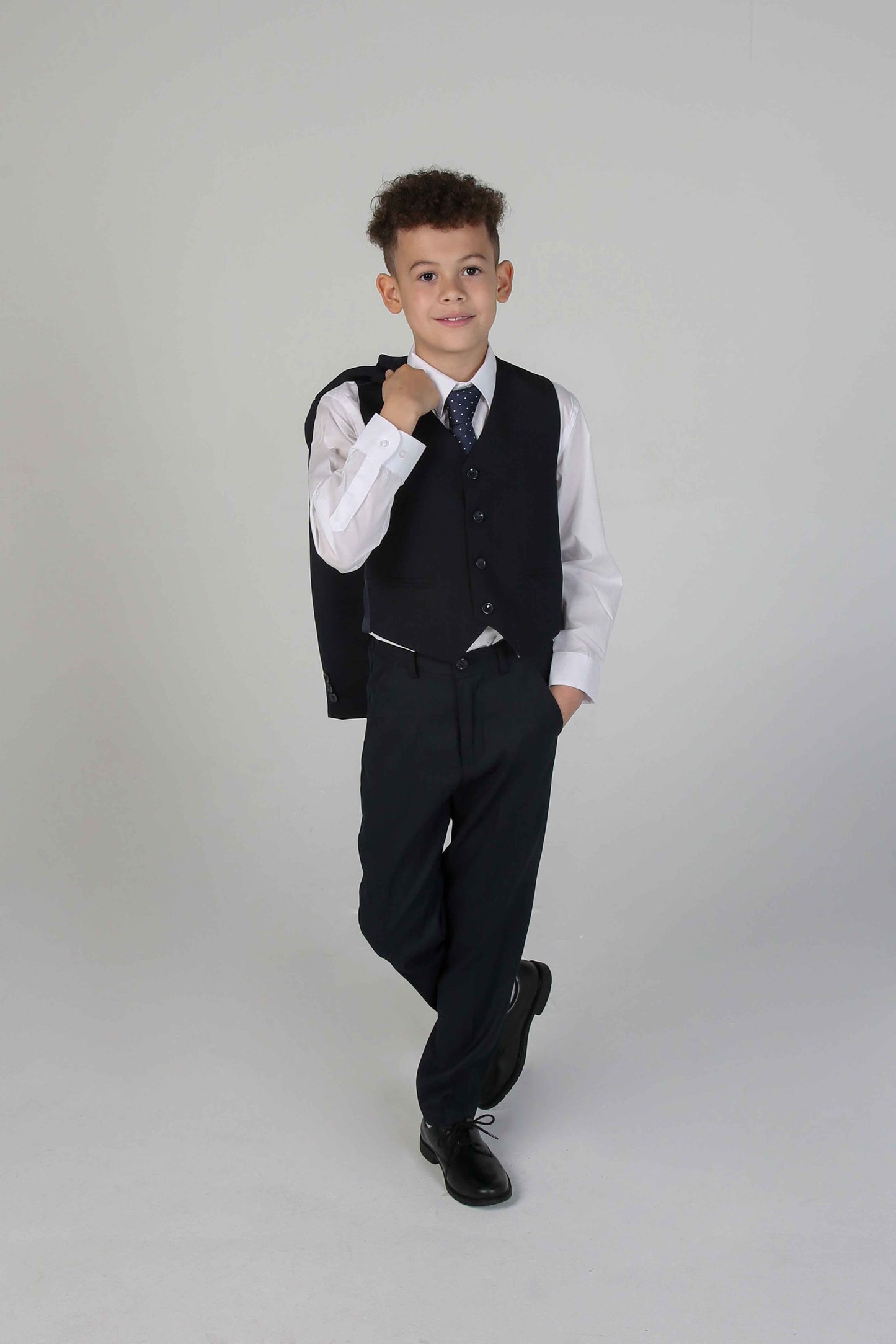 Navy 3 piece boy's suit for hire