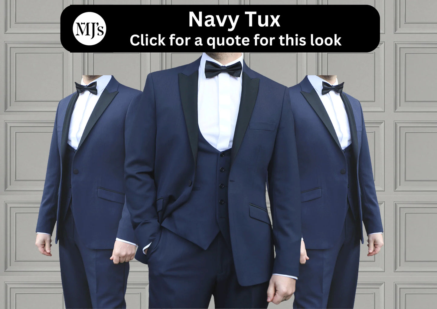 Navy tuxedo wedding quote
