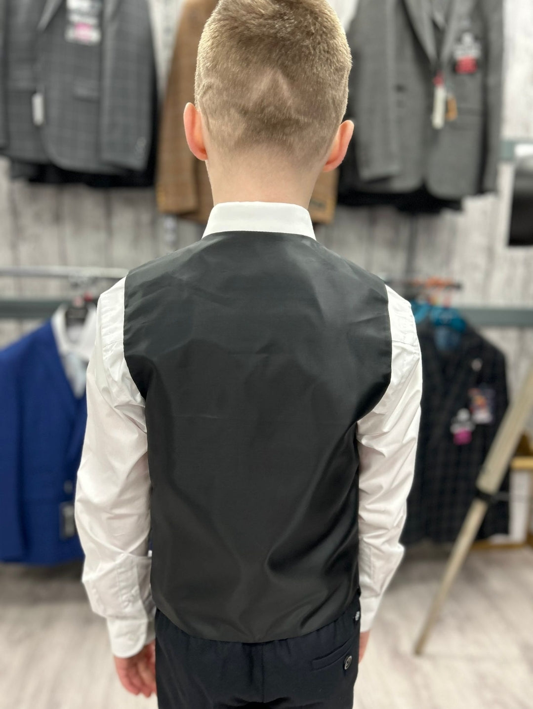 MJ's Olive Green Boy's 3 Piece Suit with navy trouser