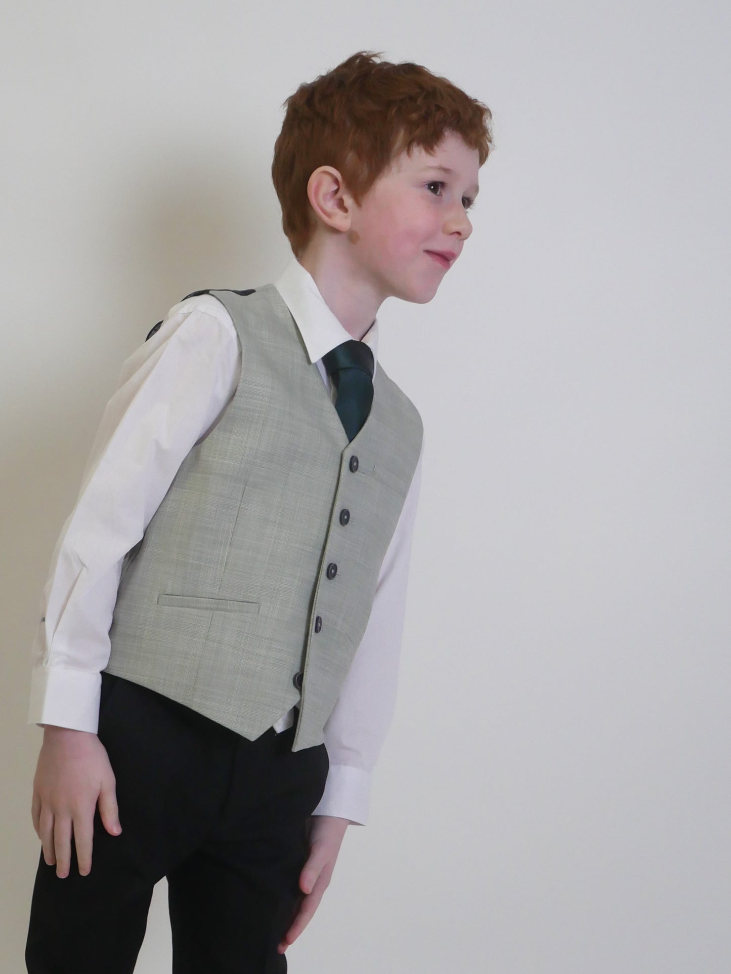 Boy's Mercer Sage Green 3 Piece Suit with navy trouser