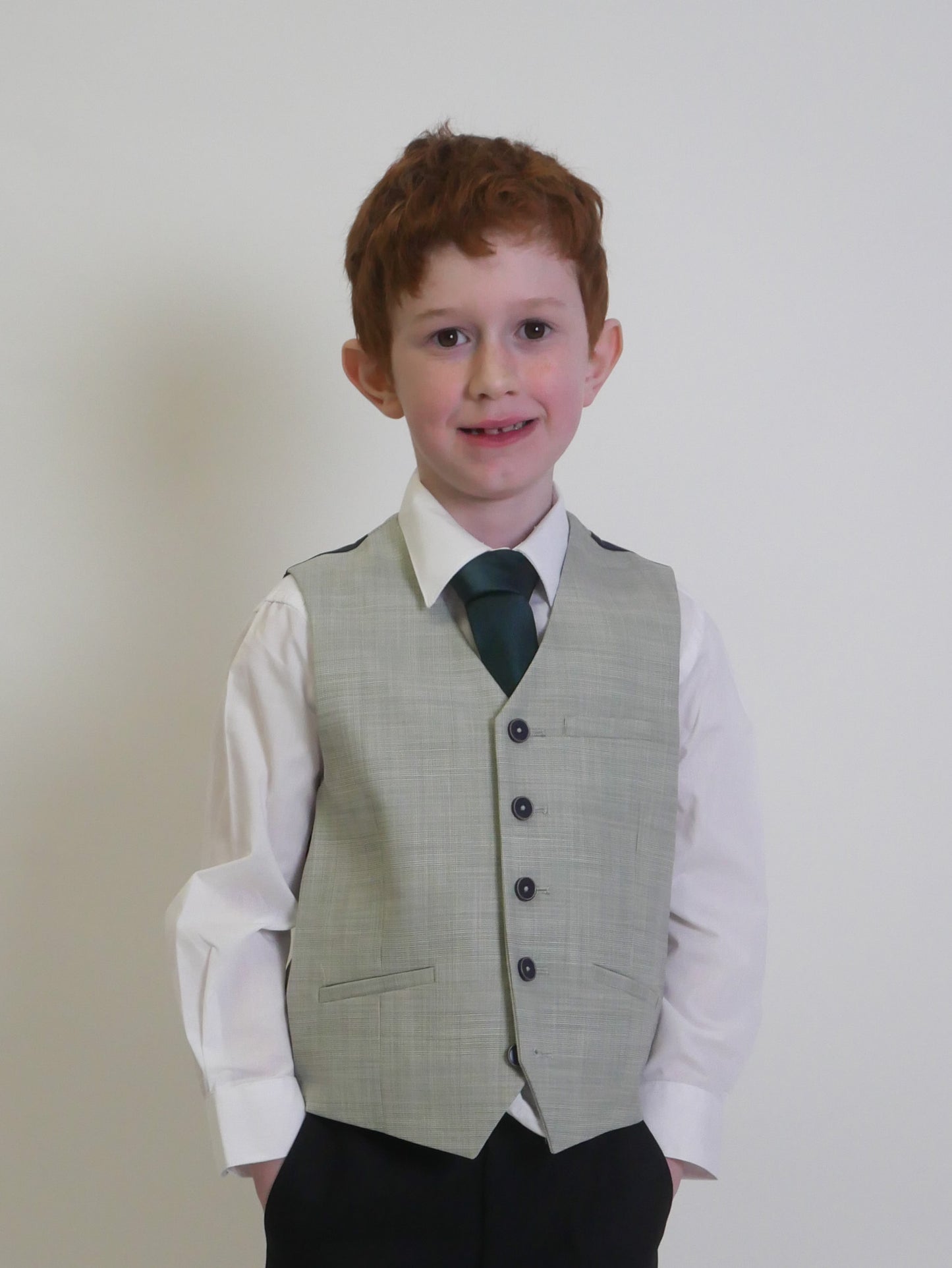 Boy's Mercer Sage Green 3 Piece Suit with navy trouser