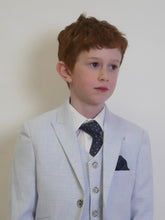 Load image into Gallery viewer, Boy&#39;s Tropaz Sky Blue 3 Piece Suit with navy trousers
