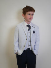 Load image into Gallery viewer, Boy&#39;s Tropaz Sky Blue 3 Piece Suit with navy trousers
