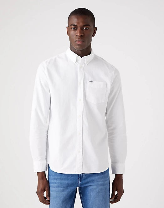 Wrangler 1 pocket down shirt white