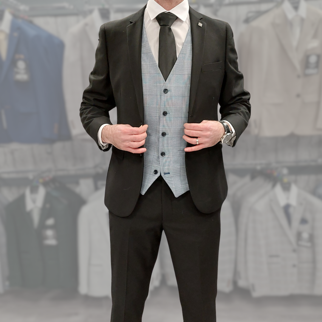 Parker Black with Mark Sky Waistcoat + Parker Black Hire Wedding Quotation