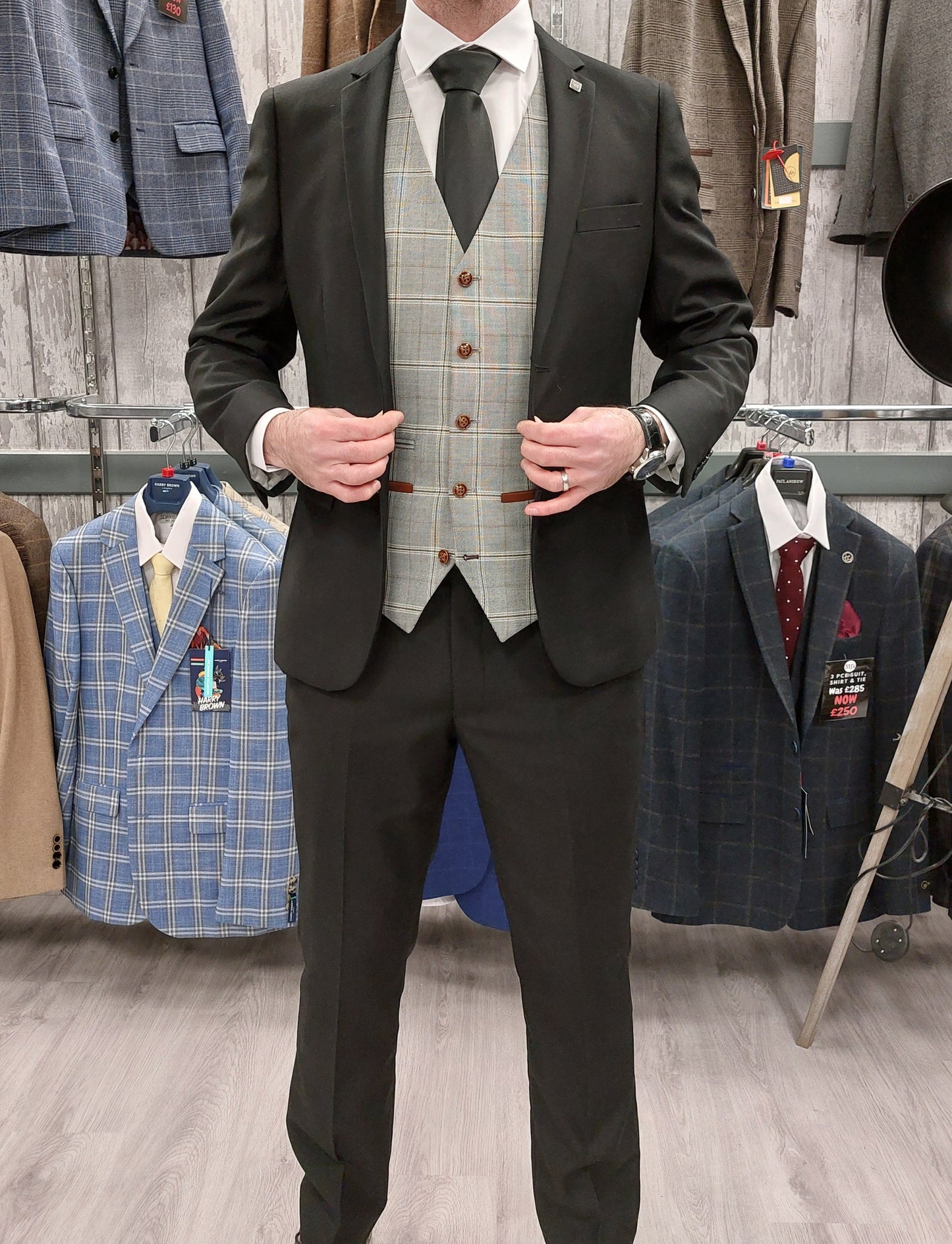 Parker Black with Francis Waistcoat + Parker Black Hire Wedding Quotation