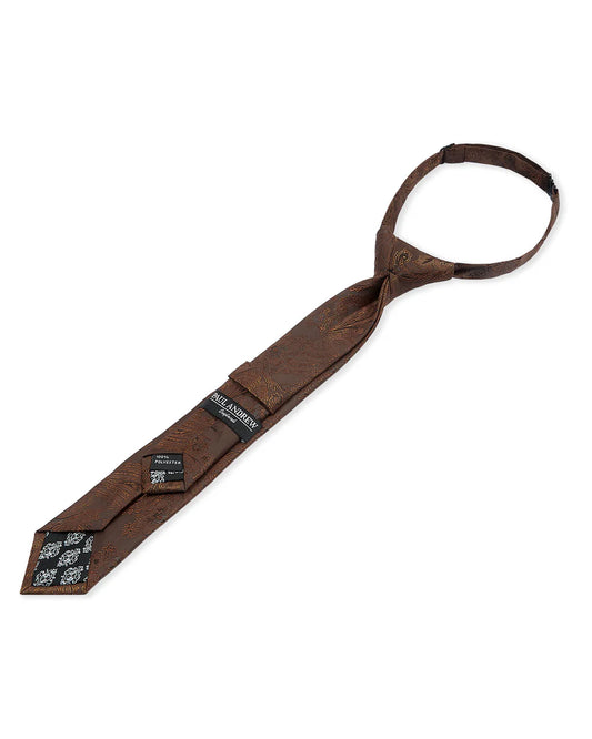 Boys Dark Brown Paisley Tie