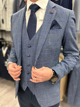 Load image into Gallery viewer, Phantom Blue 3 Piece Suit With Navy Trouser
