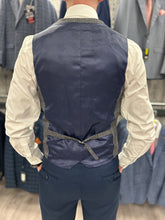 Load image into Gallery viewer, Power Grey Check with navy trouser suit for hire
