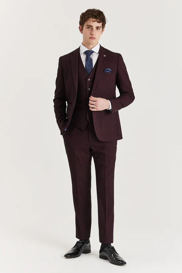 Regent Wine 3 Piece Suit