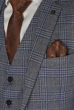 Load image into Gallery viewer, Viktor blue jacket &amp; waistcoat, with calvin blue trouser for hire
