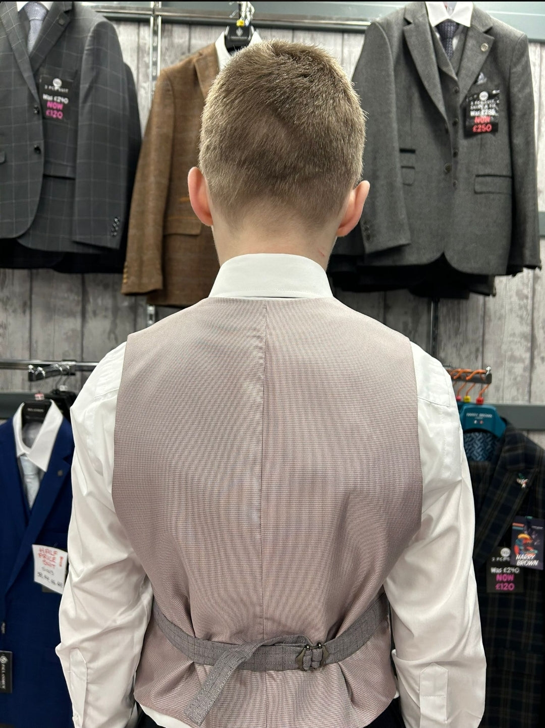 1880 Tiarnan Rose Water Pink 3 Piece Suit with black trouser