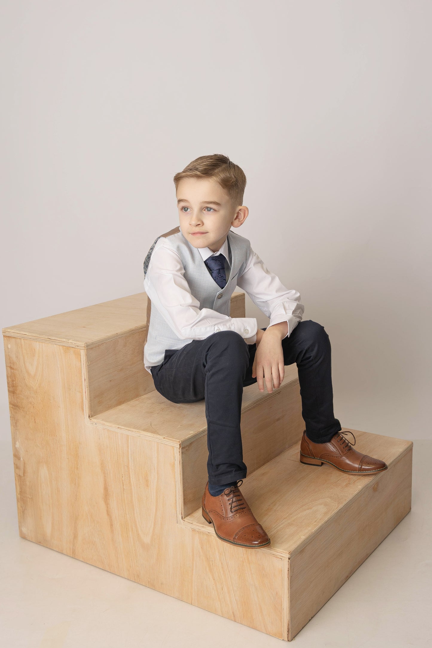 Langford sky boy's suit with navy chino