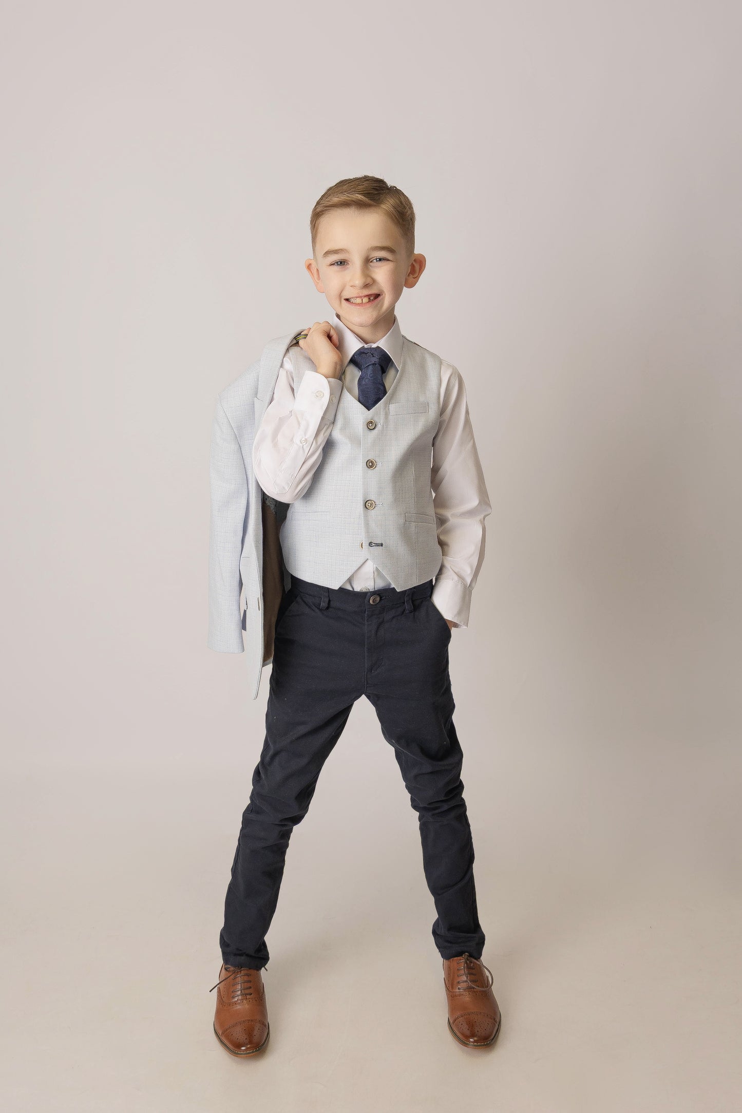 Langford sky boy's suit with navy chino