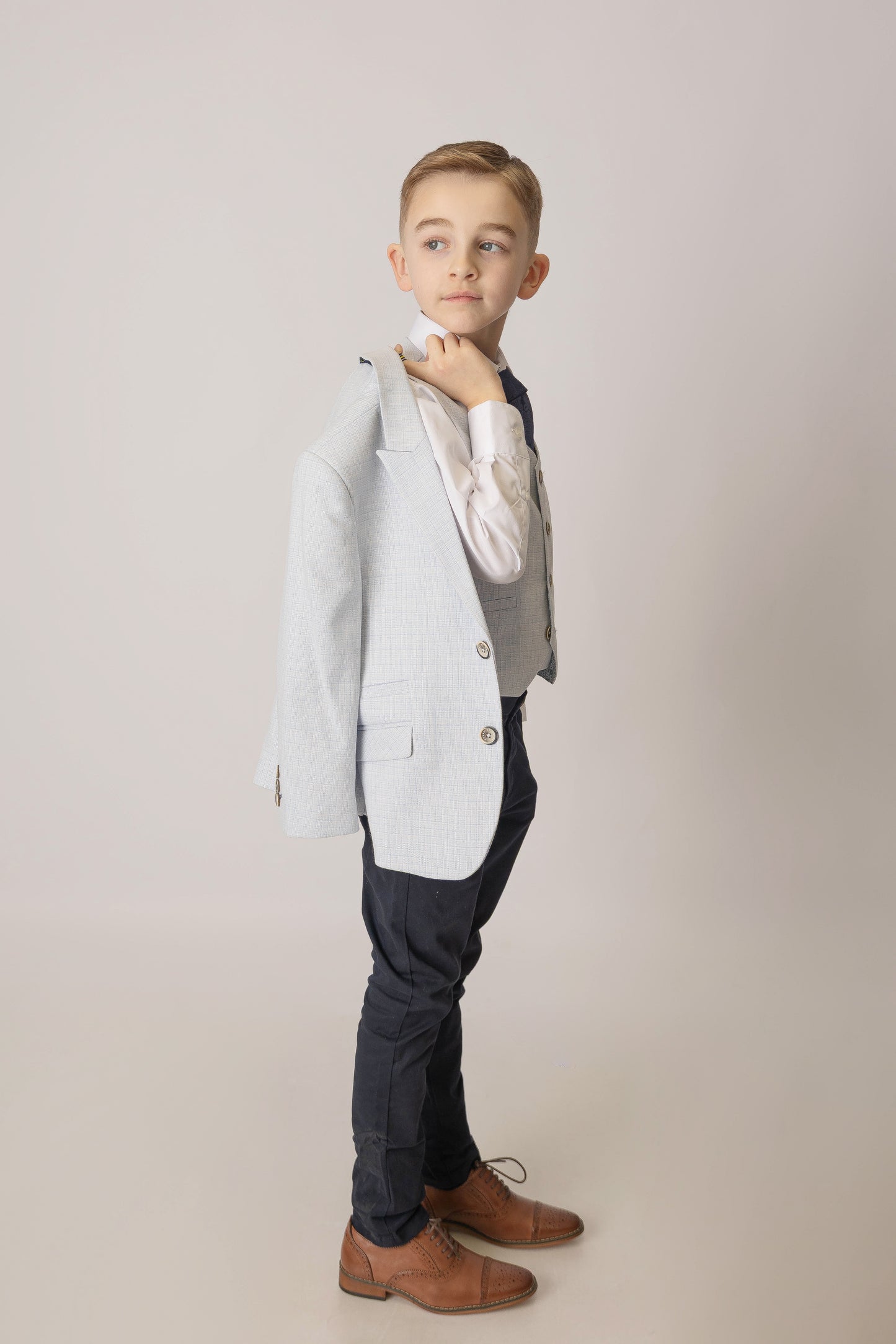Langford sky boy's suit with navy chino