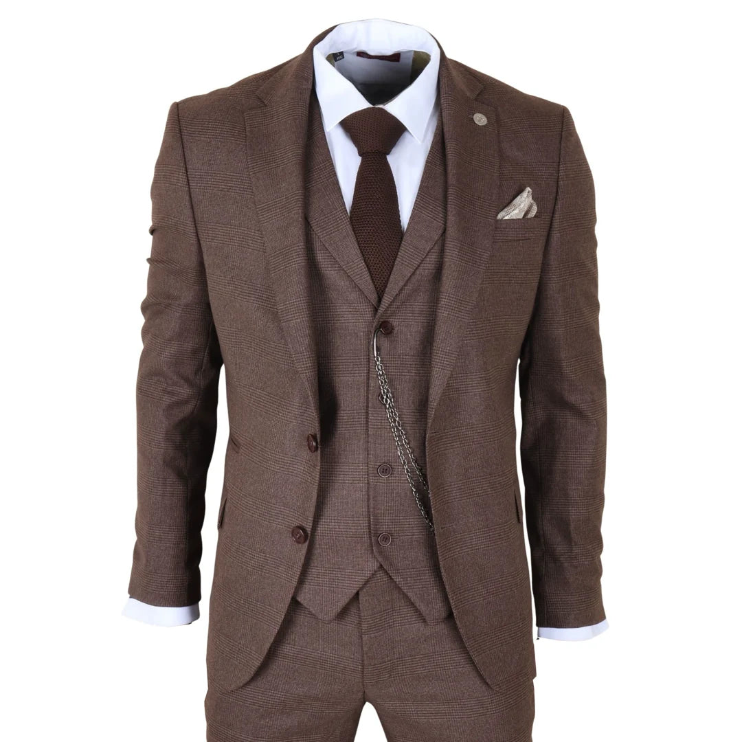 MJ's Brown Prince Of Wales 3 Piece Suit