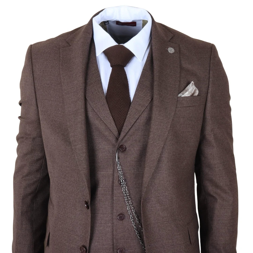 MJ's Brown Prince Of Wales 3 Piece Suit