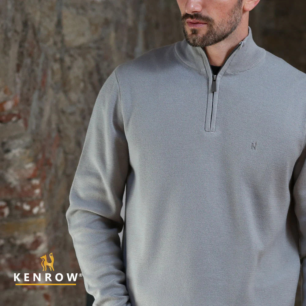 Ultan Grey Half Zip with Sand Chinos