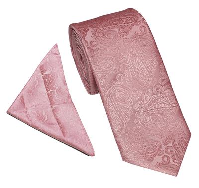 Baby Pink paisley tie set