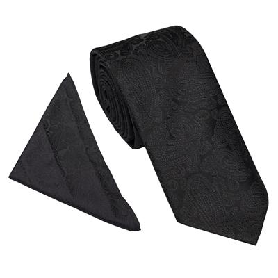 Black paisley tie set